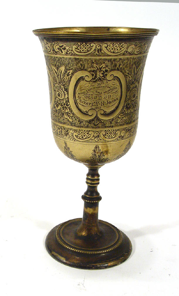 Appraisal: th Century military goblet inscribed 'Won by Private W H