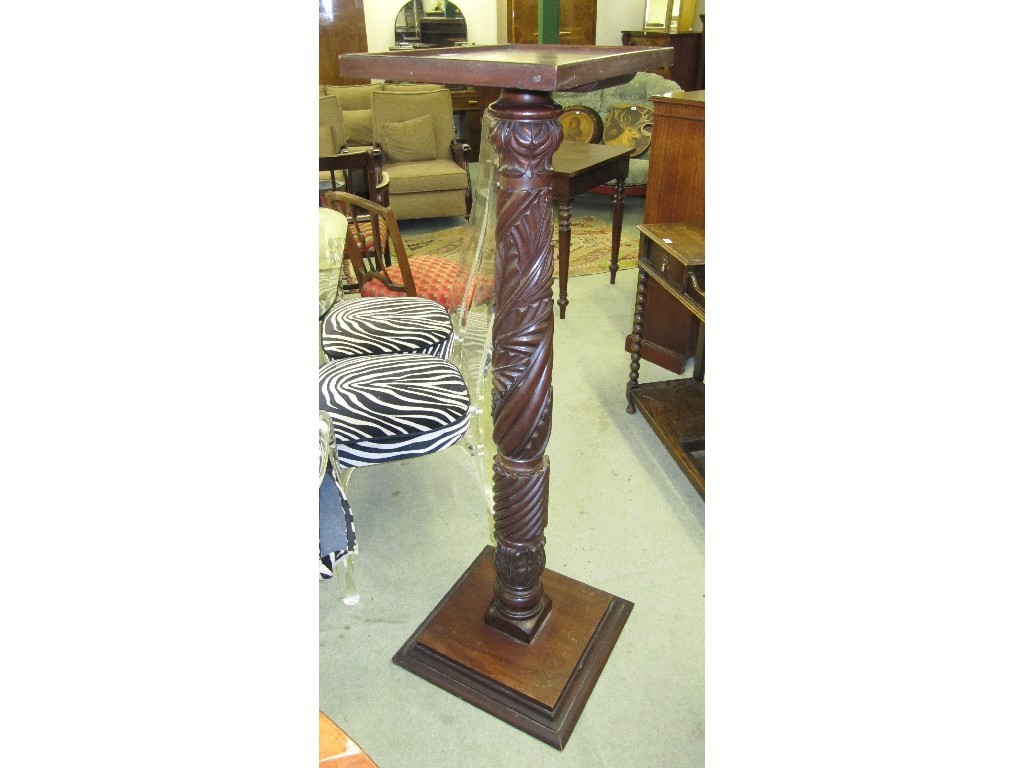 Appraisal: Carved mahogany plant stand