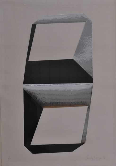 Appraisal: BEVERLY PEPPER b DOUBLE VERTICAL SILVER AND BLACK Paper repeat