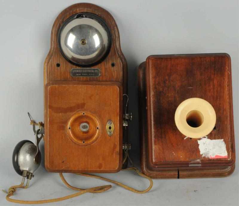 Appraisal: Lot of Compact Wall Telephones Circa oak Spencer Electrical Co