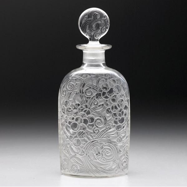 Appraisal: LALIQUE Decanter with stopper molded with a grape pattern Raised