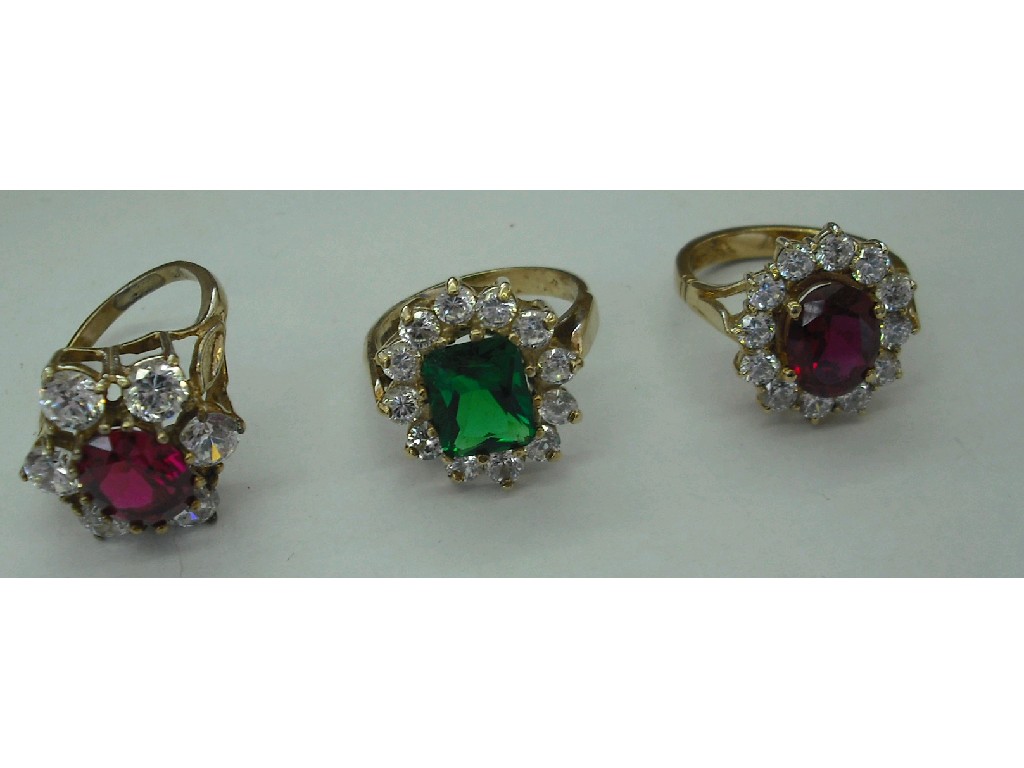 Appraisal: Three ct dress cluster rings gm