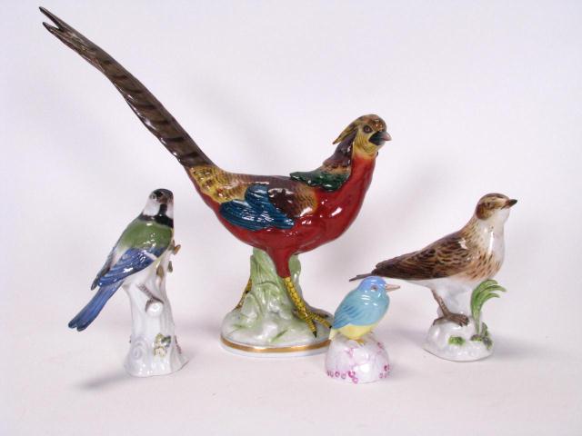 Appraisal: Group of porcelain including two Meissen birds inches high one