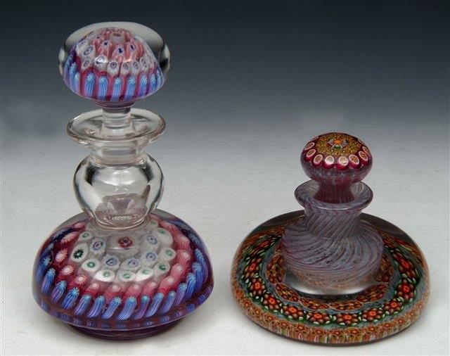 Appraisal: A STOURBRIDGE GLASS SCENT BOTTLE with stopper with millefiore decoration