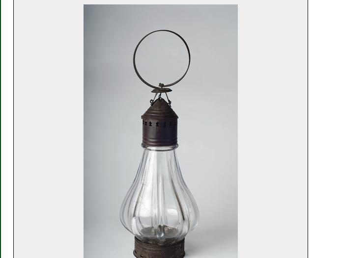 Appraisal: TIN HANGING LANTERN WITH PEAR-SHAPED GLOBE POSSIBLY PITTSBURGH Est -