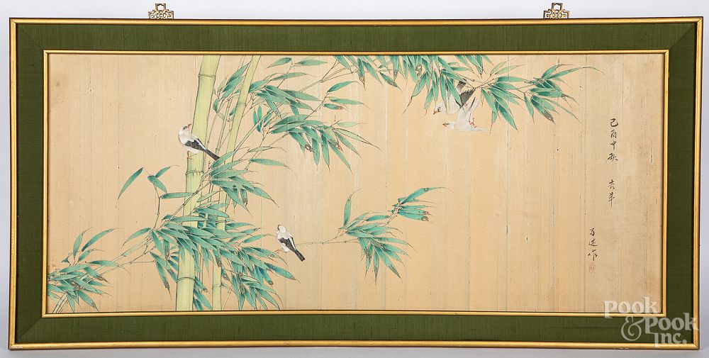 Appraisal: Japanese painted silk panel Japanese painted silk panel x Condition