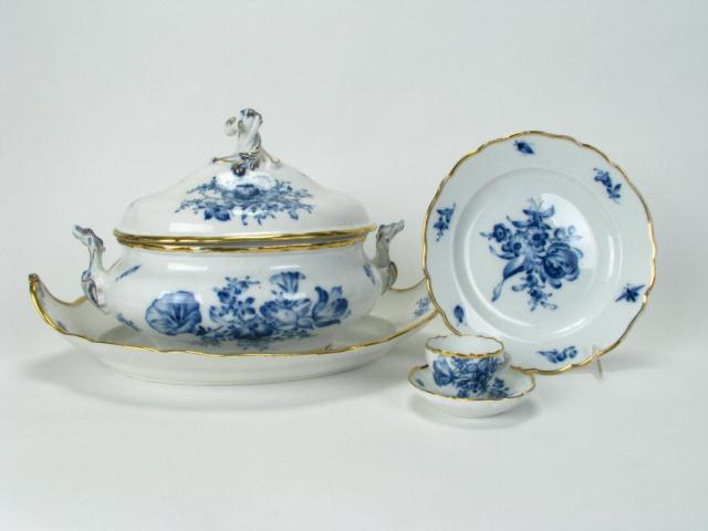 Appraisal: One hundred seventeen piece Meissen Blue Floral and Gilt Dinner