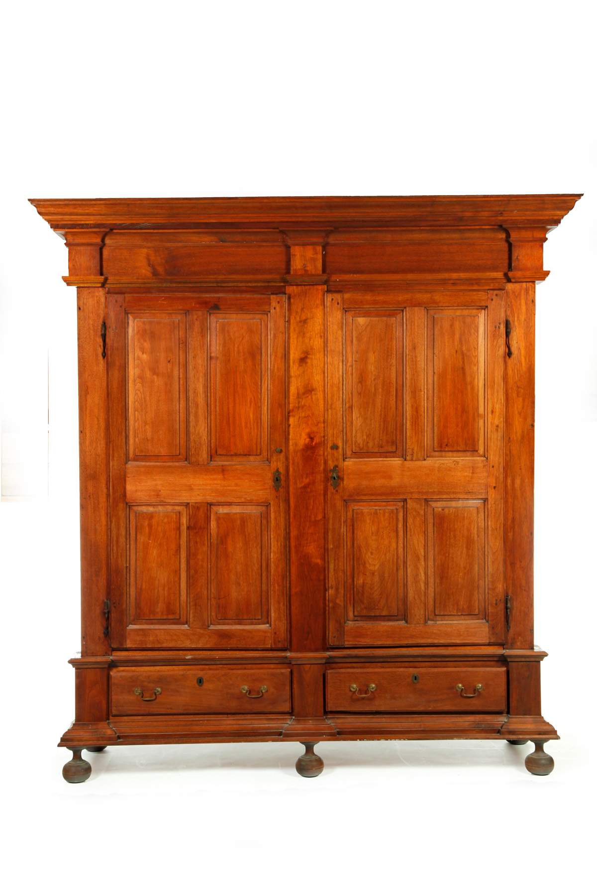 Appraisal: PENNSYLVANIA SCHRANK Mid th century walnut Breakdown Two paneled doors