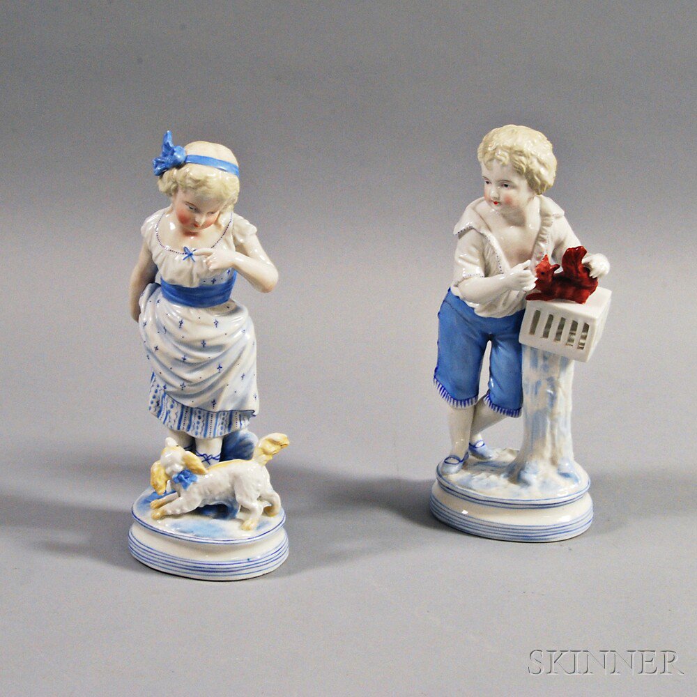 Appraisal: Pair of German SPM Porcelain Figures th century depicting a