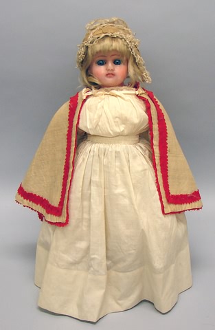 Appraisal: Wax over papier mache doll Heavy pink wax shoulder head