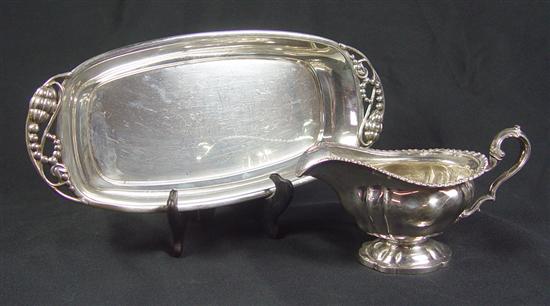 Appraisal: Two Pieces Sterling Holloware Gorham sterling gravy boat with cast