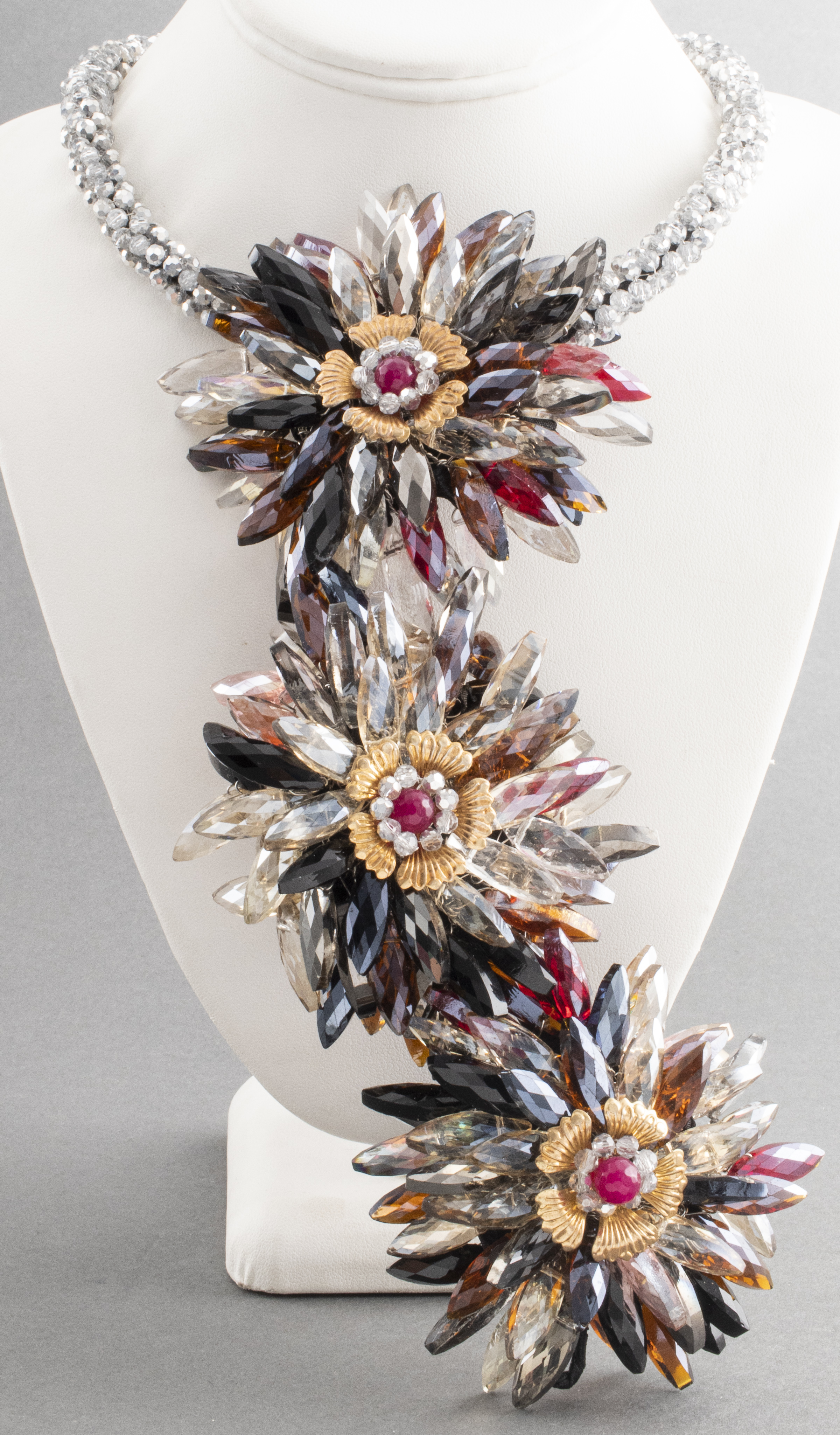 Appraisal: VILAIWAN FACETED BEAD FLORAL STATEMENT NECKLACE Vilaiwan designer costume jewelry