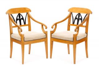 Appraisal: Pair Swedish Biedermeier Style Birch Armchairs Swedish late th century