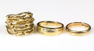 Appraisal: Lot of k yellow gold rings Lot of k yellow