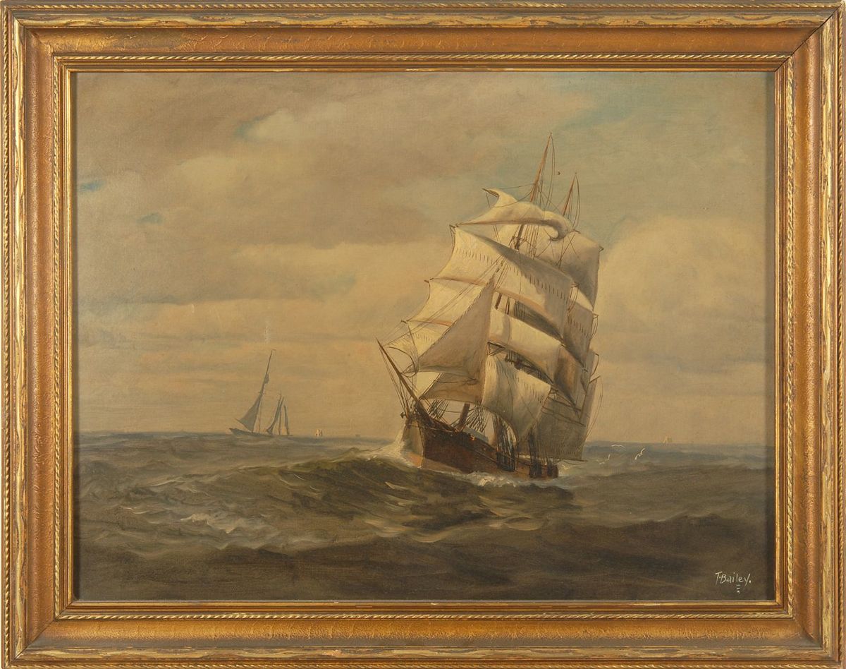 Appraisal: T BAILEYAmerican Late th Early th CenturyA clipper ship under