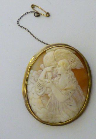 Appraisal: A SHELL CAMEO mid th century carved with Leda and