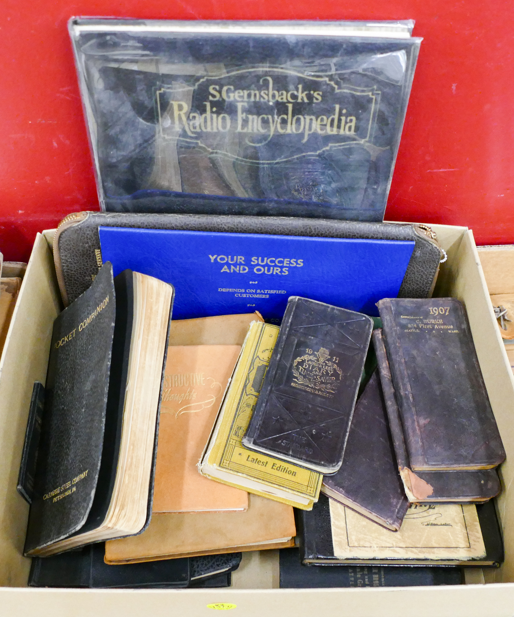 Appraisal: Box Old Leather Booklets Etc