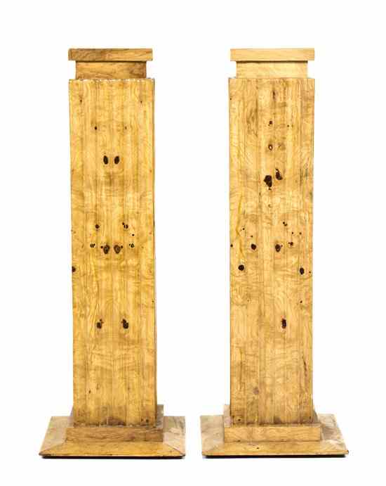 Appraisal: A Pair of Art Deco Style Burlwood Columns each having