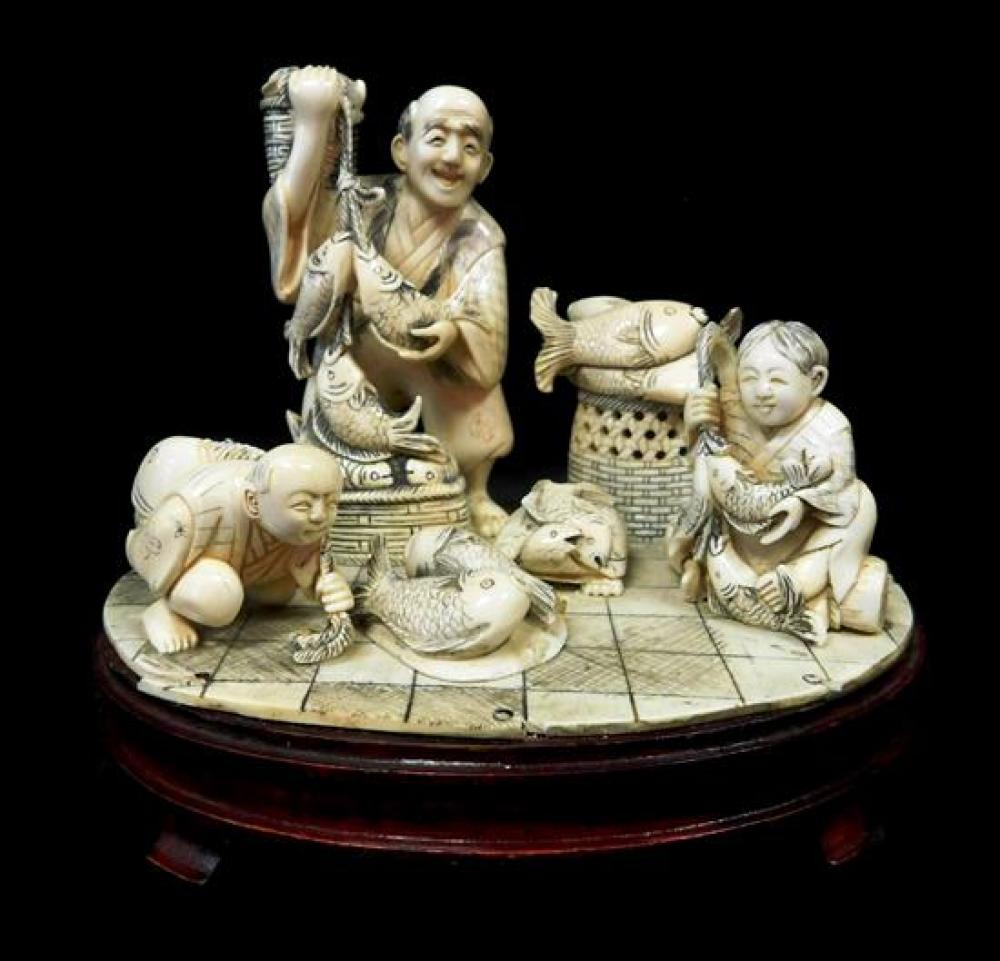 Appraisal: ASIAN Ivory carving Japanese probably early to mid th C