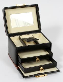 Appraisal: JEWELRY BOX W MUSIC BOX ALSO LEATHER JEWELRY BOX JEWELRY