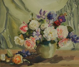 Appraisal: Margaret Coen - Mixed Flowers Pink and Lilac watercolour signed