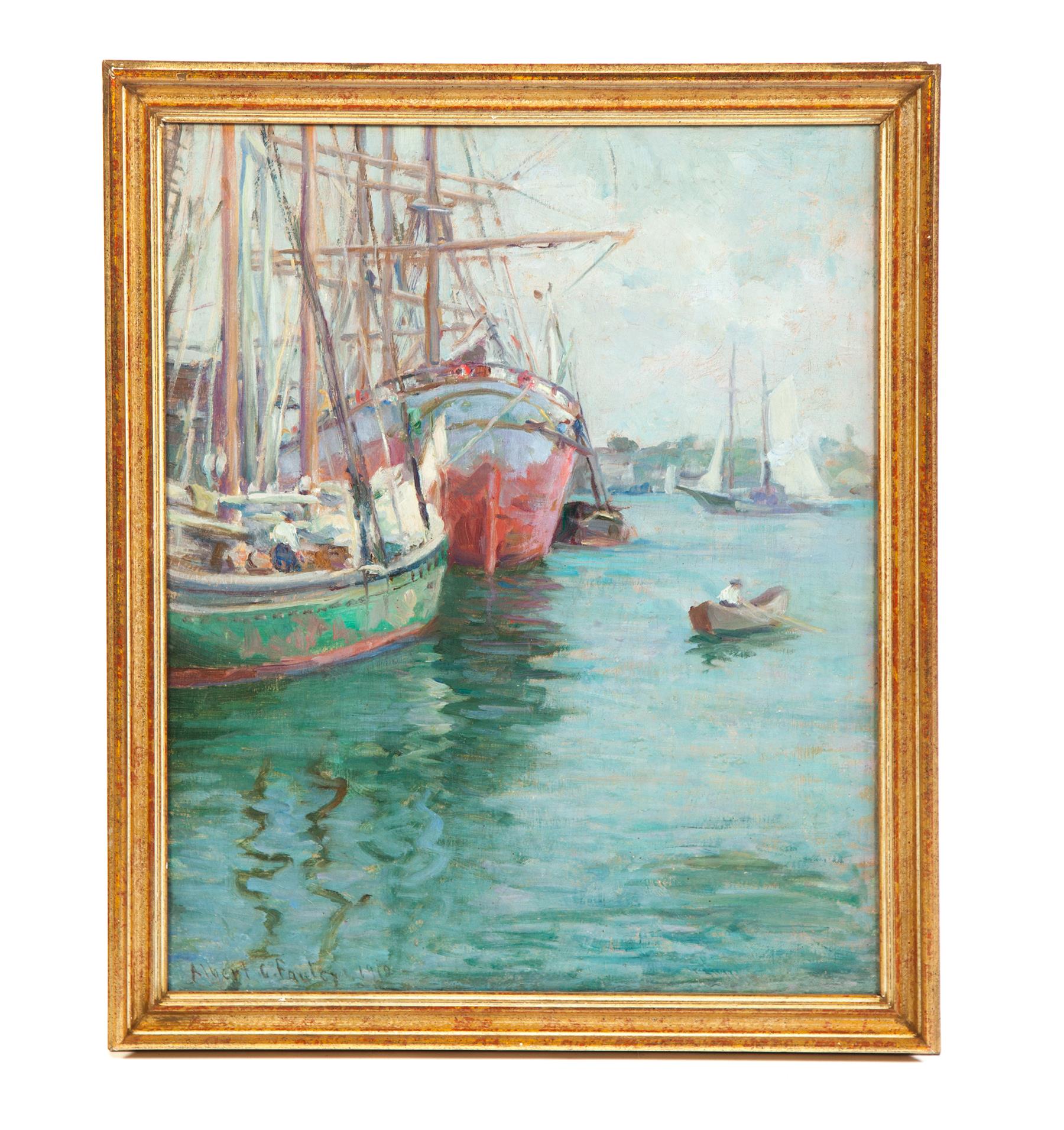 Appraisal: HARBOR AT DAWN BY ALBERT FAULEY OHIO - Oil on