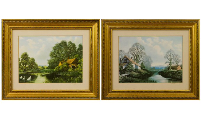 Appraisal: Pair of Vincent Selby Signed Prints Country land and river