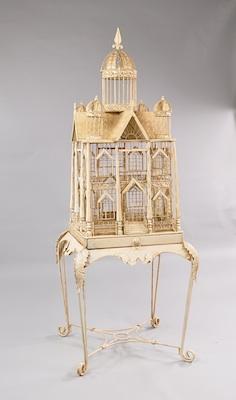 Appraisal: A Large Victorian Style Bird Cage On Stand Approx H