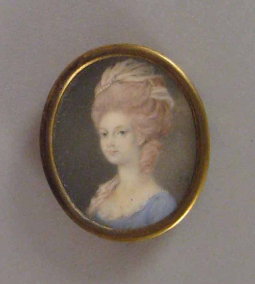 Appraisal: Miniature watercolor on ivory portrait of a lady dated initialed