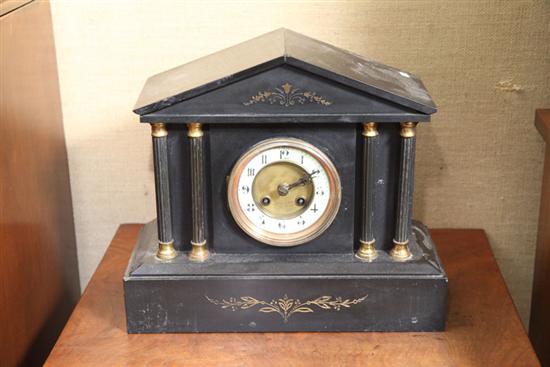 Appraisal: MANTLE CLOCK Eight day time strike with brass and porcelain