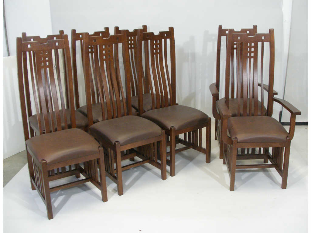 Appraisal: Set of Contemporary Arts Crafts Dining Chairs set of eight