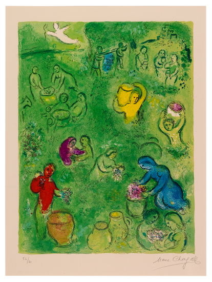 Appraisal: MARC CHAGALL Les Vendages Color lithograph x mm x inches