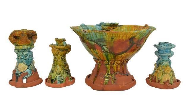 Appraisal: lot of Mexican glazed pottery table items each in polychrome