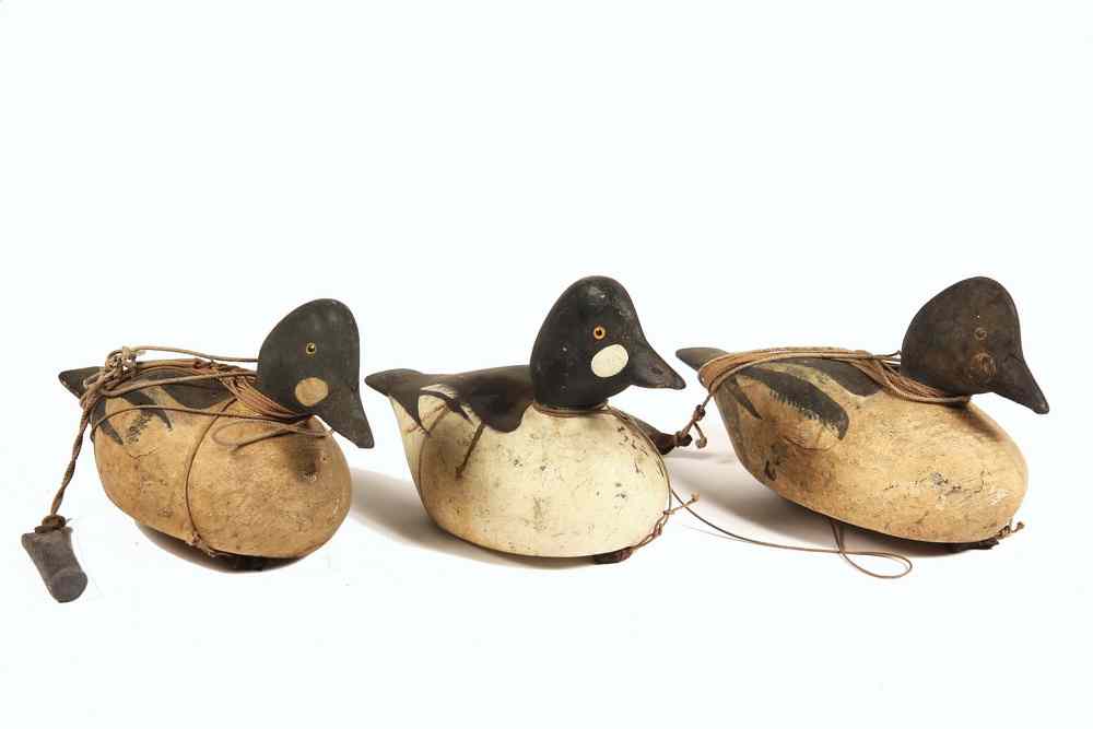 Appraisal: DUCK DECOYS - Three ca Common Goldeneye Decoys two drakes