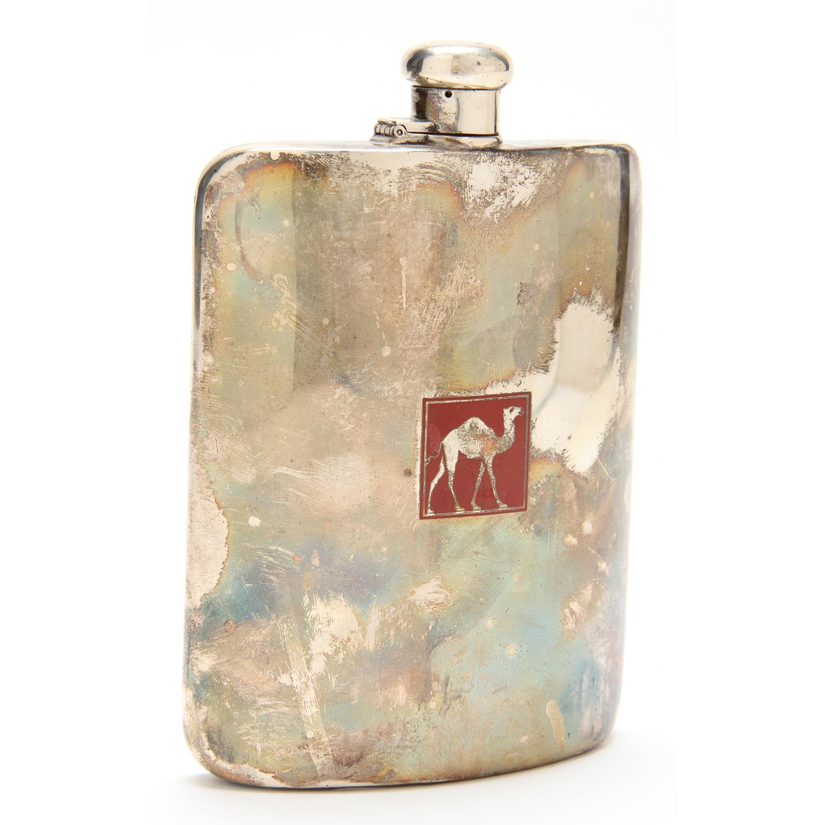 Appraisal: Tiffany Co Sterling Silver Enamel Flask classic hip form flask