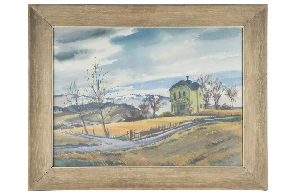 Appraisal: JONATHAN SCOTT - LANDSCAPE WITH HOUSEwatercolor on paper signed lower