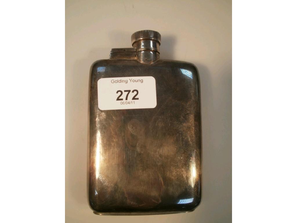 Appraisal: A large silver hip flask Birmingham assay cm high cm