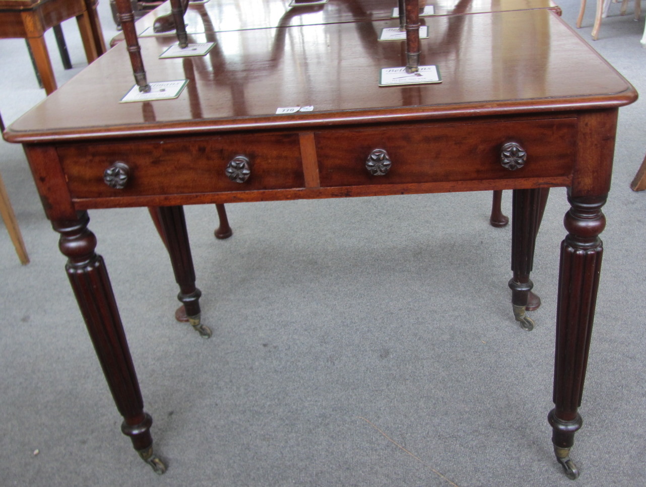 Appraisal: A William IV mahogany two drawer side table on tapering