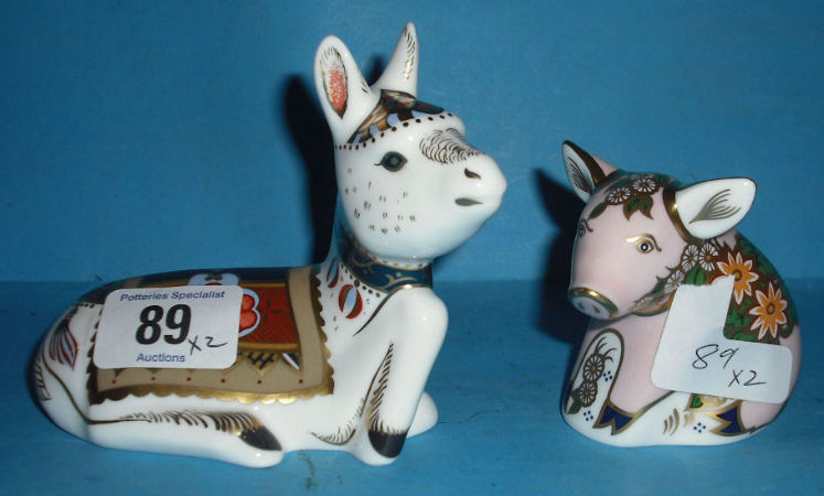 Appraisal: Royal Crown Derby Paperweights Holly The Donkey Foal and Picworth