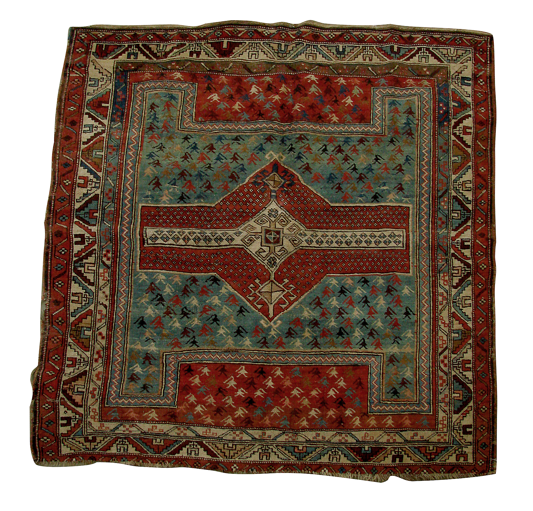 Appraisal: ORIENTAL RUG CAUCASIAN ' x ' Central geometric element incorporates