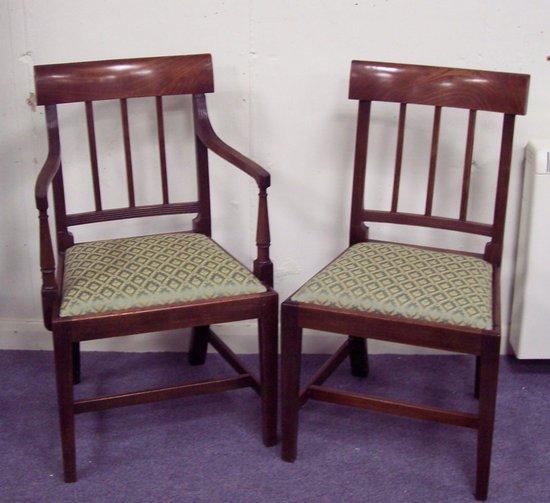 Appraisal: Six late Georgian mahogany dining chairs with reeded upright splat