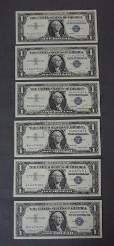 Appraisal: -A Series Dollar Silver Certificates in consecutive numerical order as