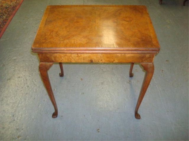 Appraisal: Q A Style Burlwood and Banded Game Table Flip top