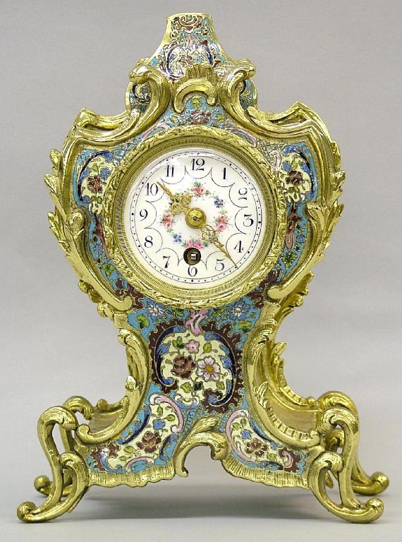 Appraisal: French style cloisonne and brass timepiece the white dial within