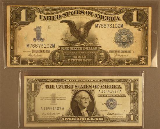 Appraisal: Lot of large silver certificate Blue series S silver certificate