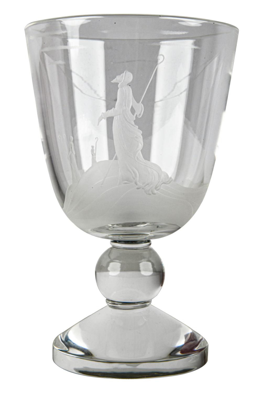 Appraisal: STEUBEN GLASS SHEPHERDS CUP signed to underside glass design by