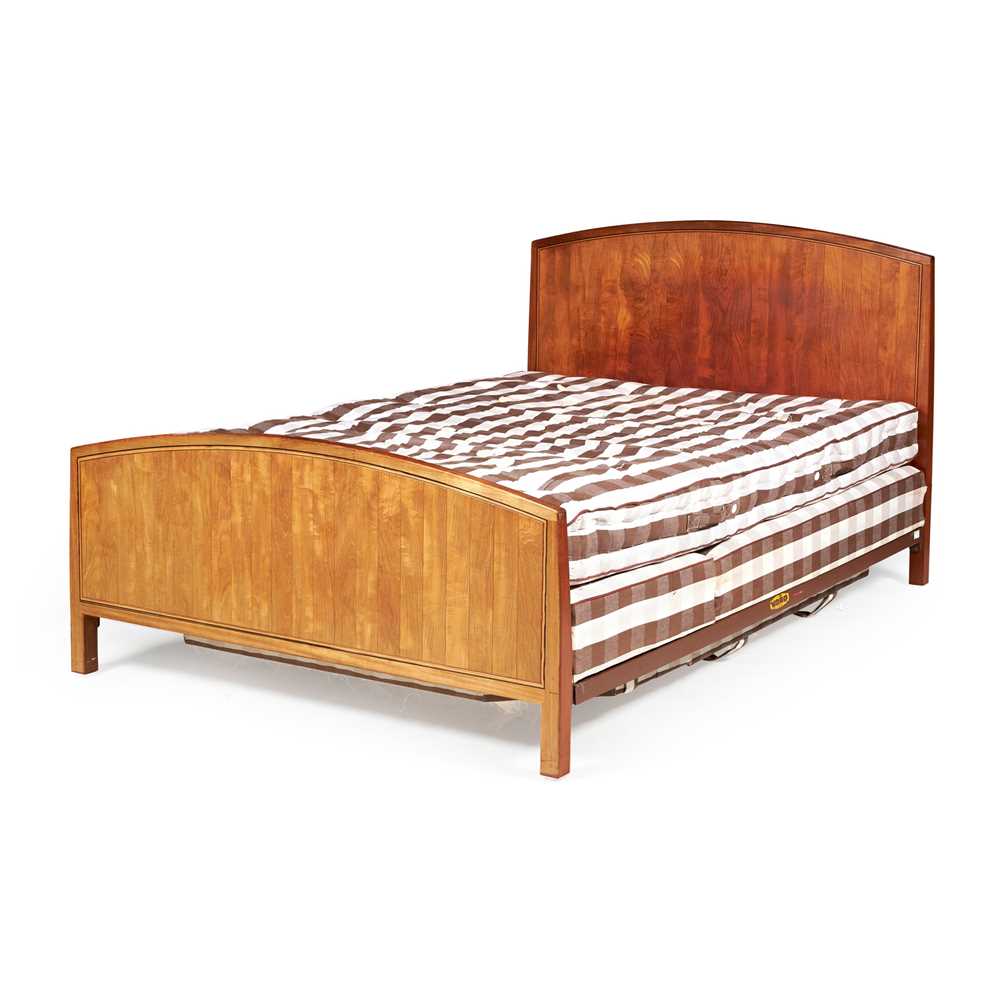 Appraisal: EDWARD BARNSLEY - DOUBLE BED CIRCA Cuban mahogany with sycamore