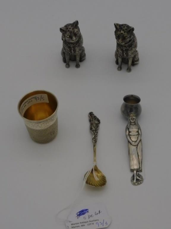 Appraisal: cat-form salt and pepper shakers high Unusual figural handled utensil