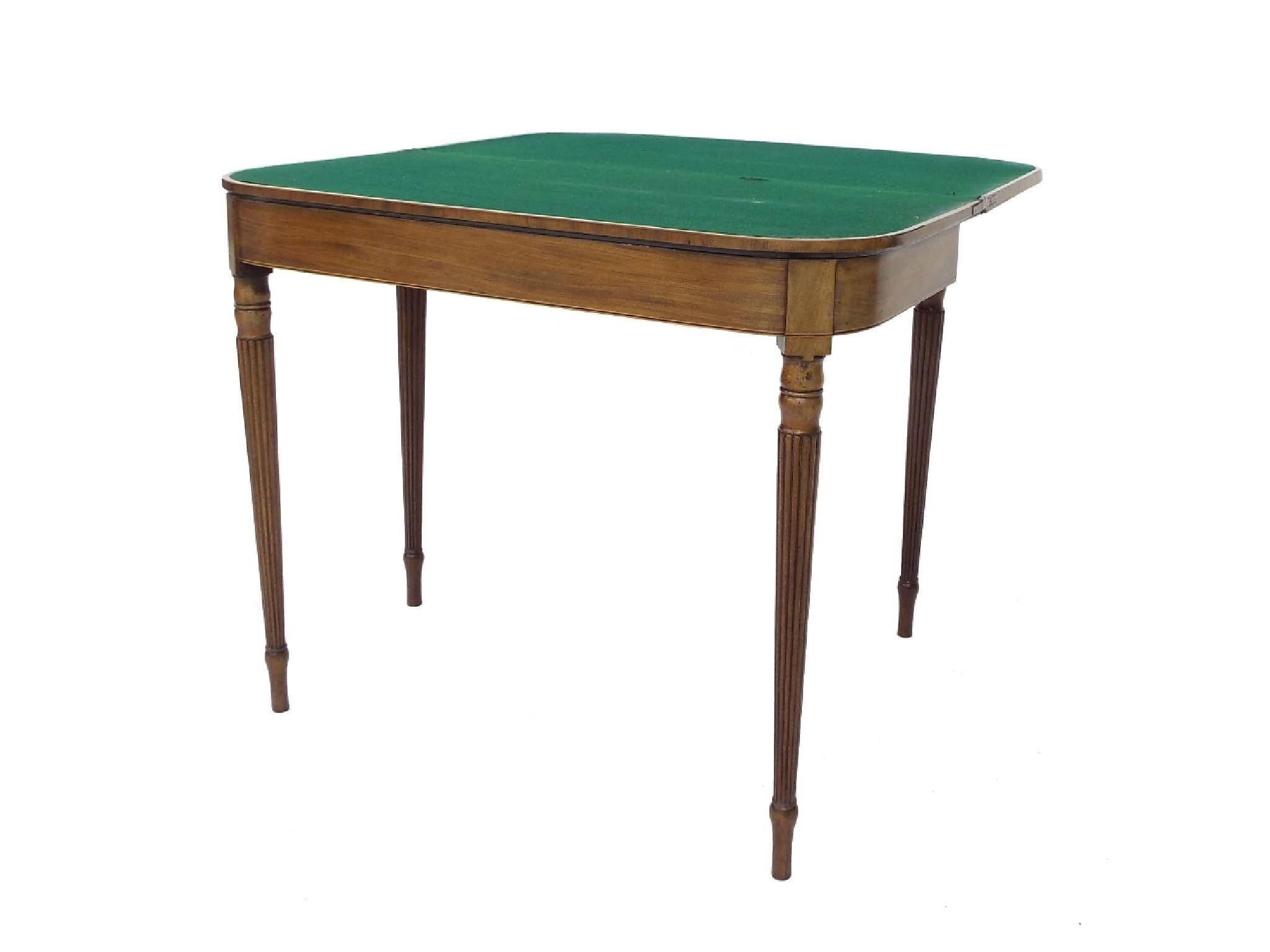 Appraisal: th century mahogany fold-over games table the hinged lid enclosing