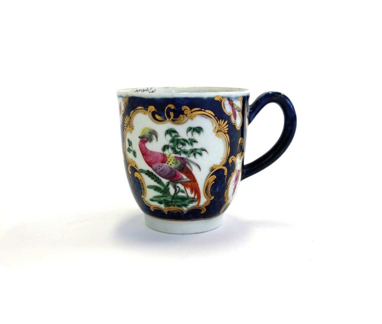 Appraisal: A Worcester coffee cup circa painted with exotic birds and